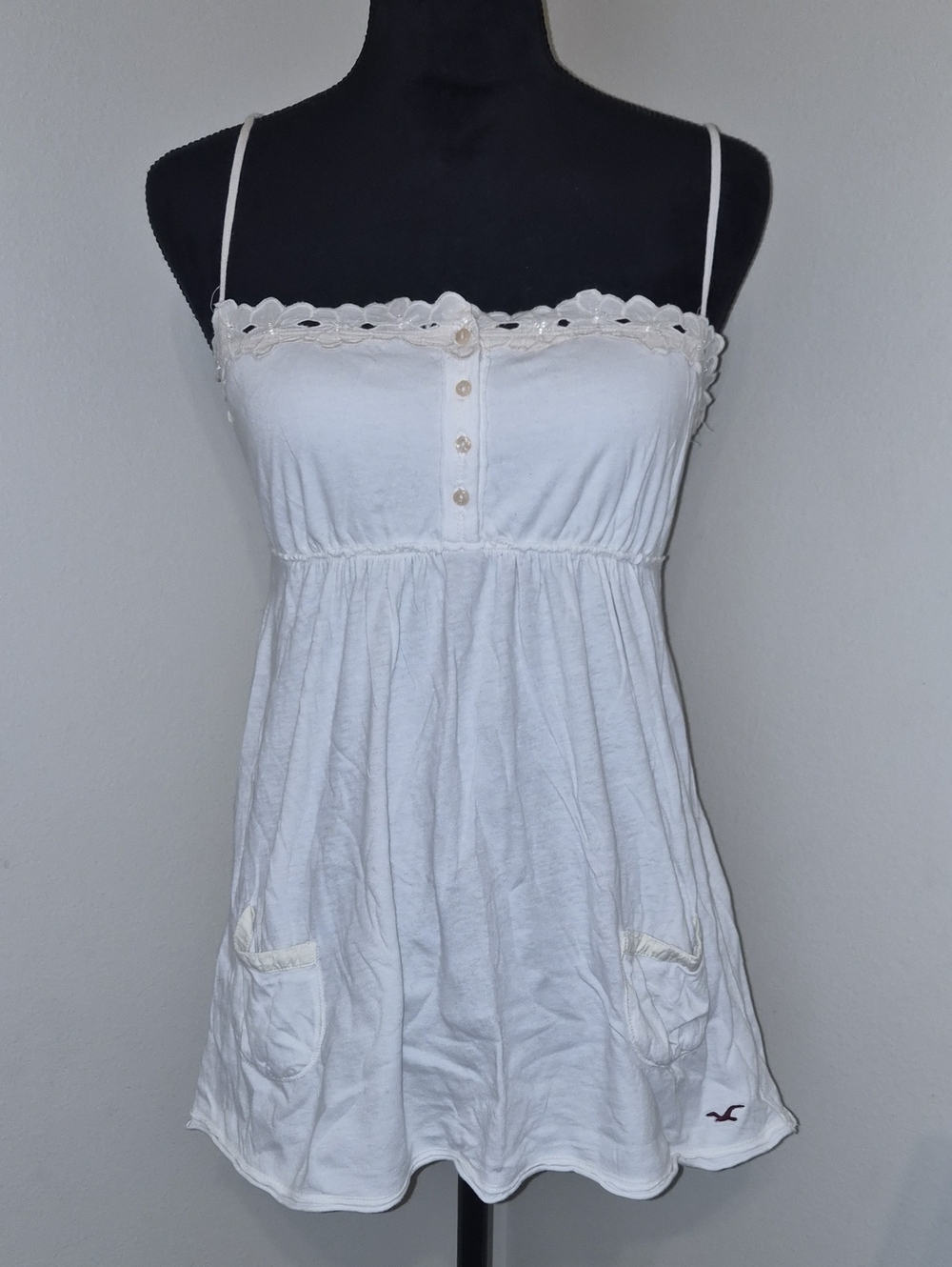 Hollister White Lace-Trim Baby Doll